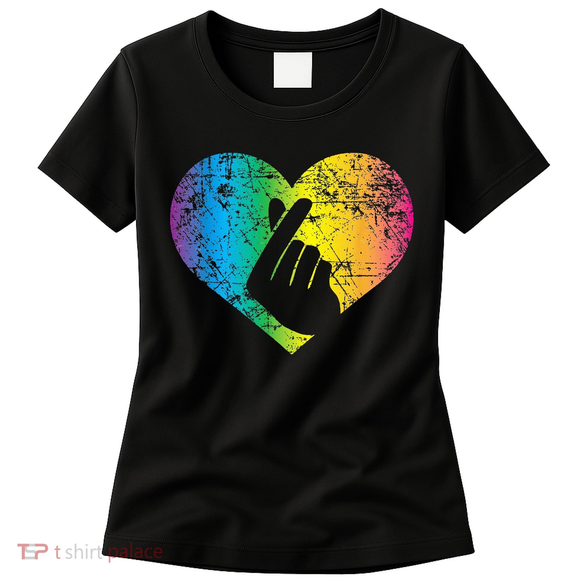 K Pop Heart Hand Symbol KPop Rainbow Korean Music Gift Women's T-Shirt