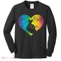 K Pop Heart Hand Symbol KPop Rainbow Korean Music Gift Kids Long Sleeve Shirt thumb 0