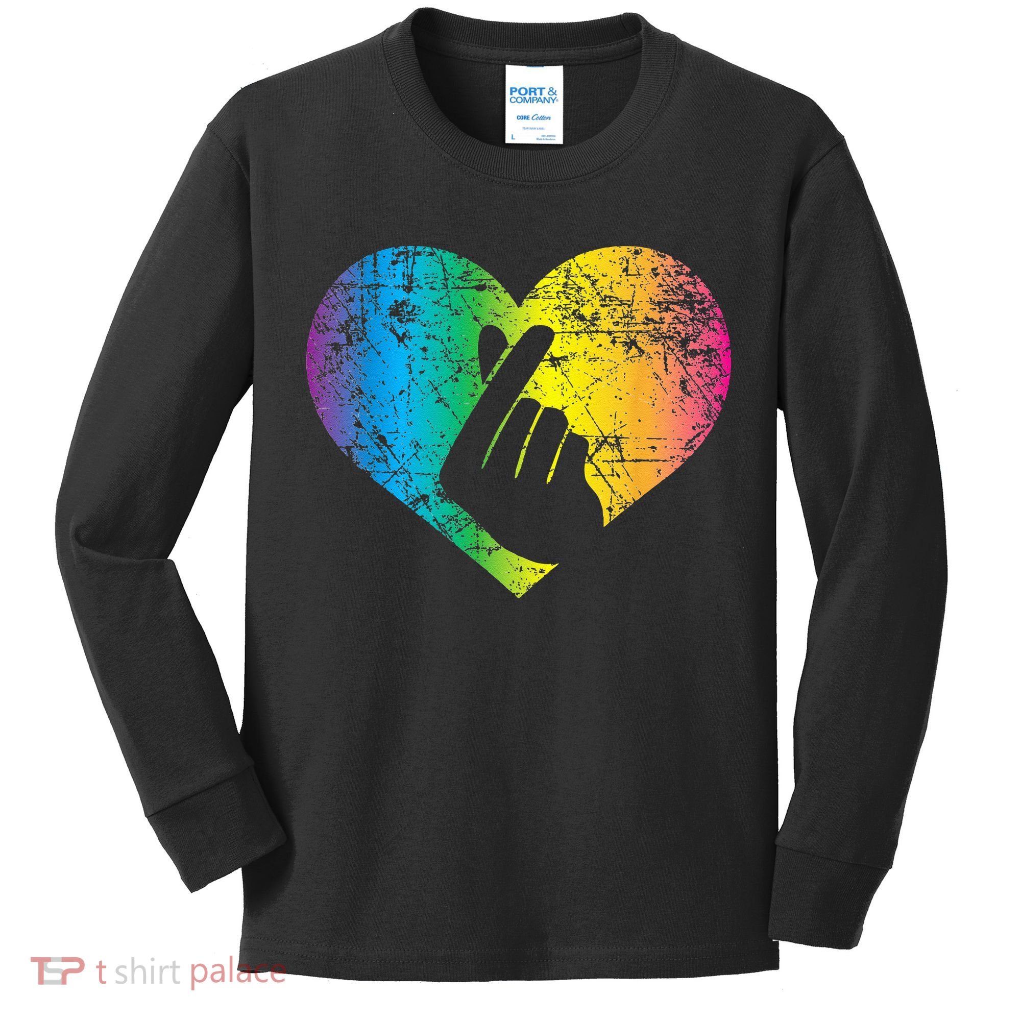 K Pop Heart Hand Symbol KPop Rainbow Korean Music Gift Kids Long Sleeve Shirt