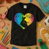 K Pop Heart Hand Symbol KPop Rainbow Korean Music Gift Kids T-Shirt thumb 3