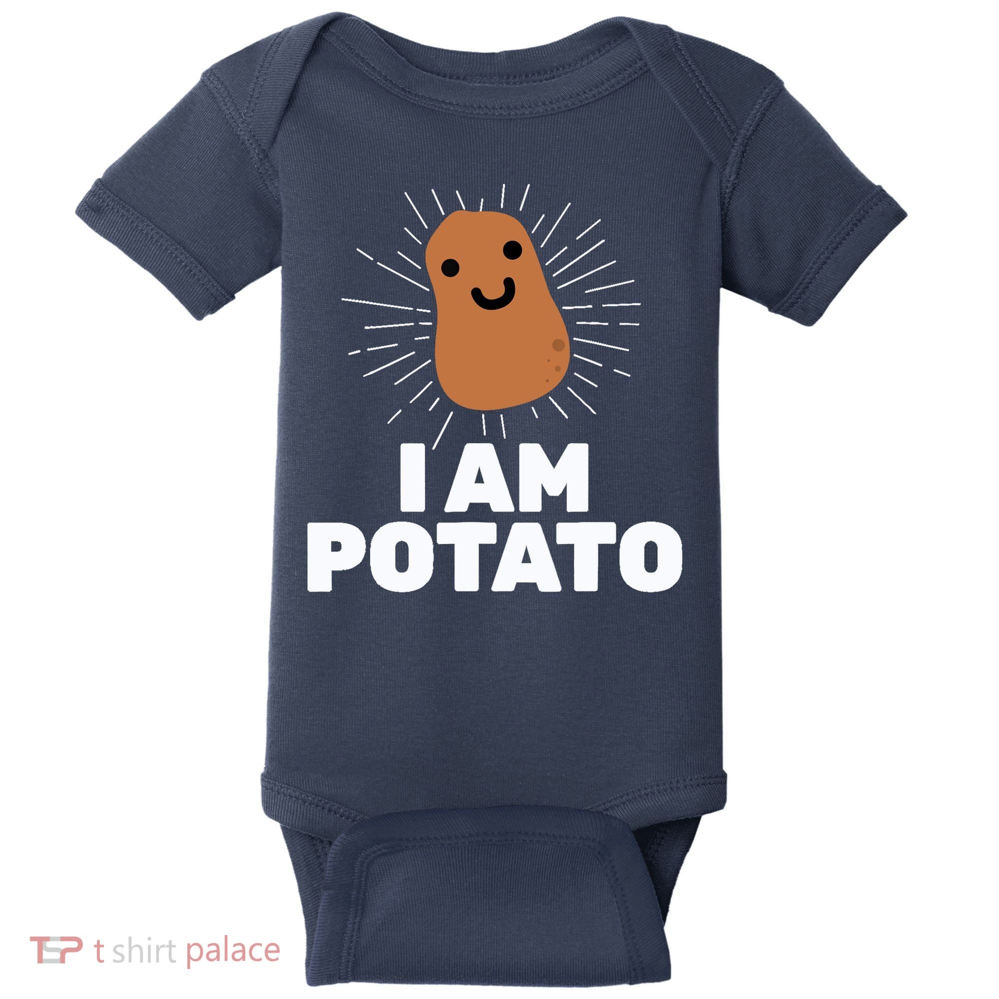Kawaii Potato I Am Potato Funny Potato Baby Bodysuit