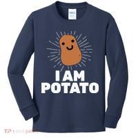 Kawaii Potato I Am Potato Funny Potato Kids Long Sleeve Shirt thumb 0