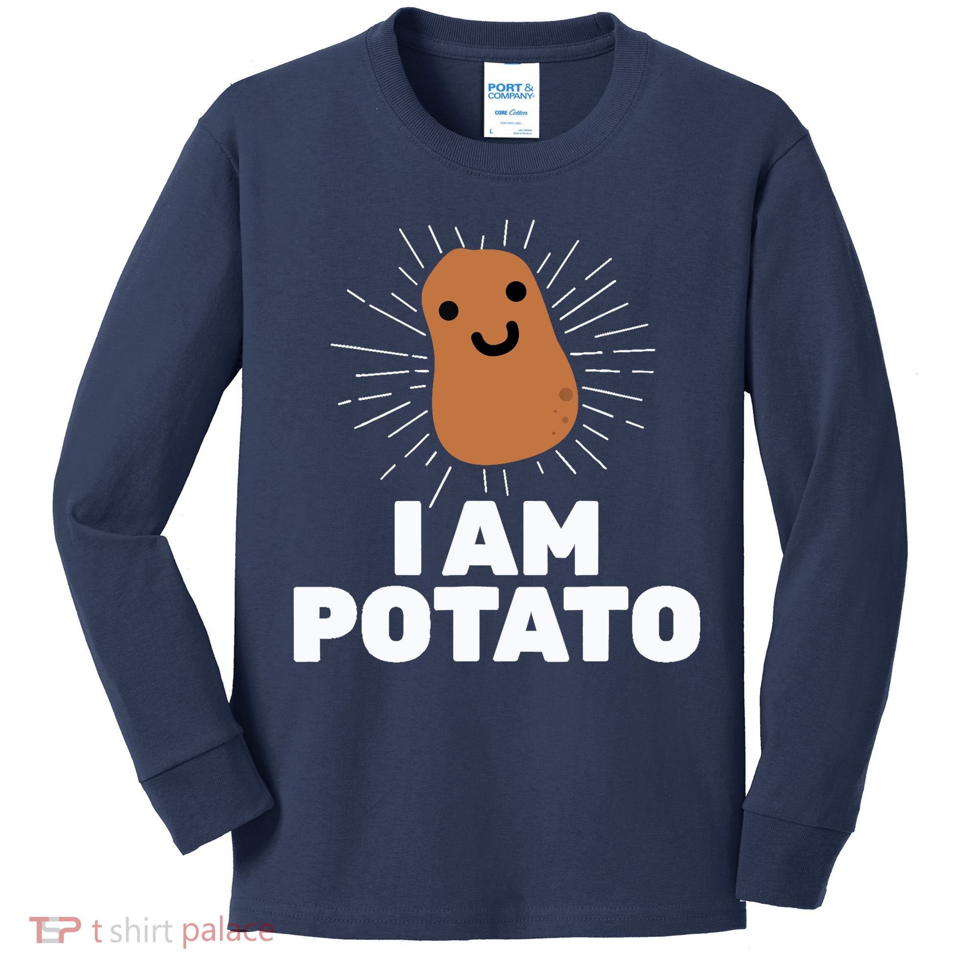 Kawaii Potato I Am Potato Funny Potato Kids Long Sleeve Shirt