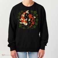Koi Pond Illustration Koi Lovers Artwork Koi Fish Women's Sweatshirt thumb 0