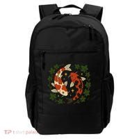 Koi Pond Illustration Koi Lovers Artwork Koi Fish Backpack thumb 0