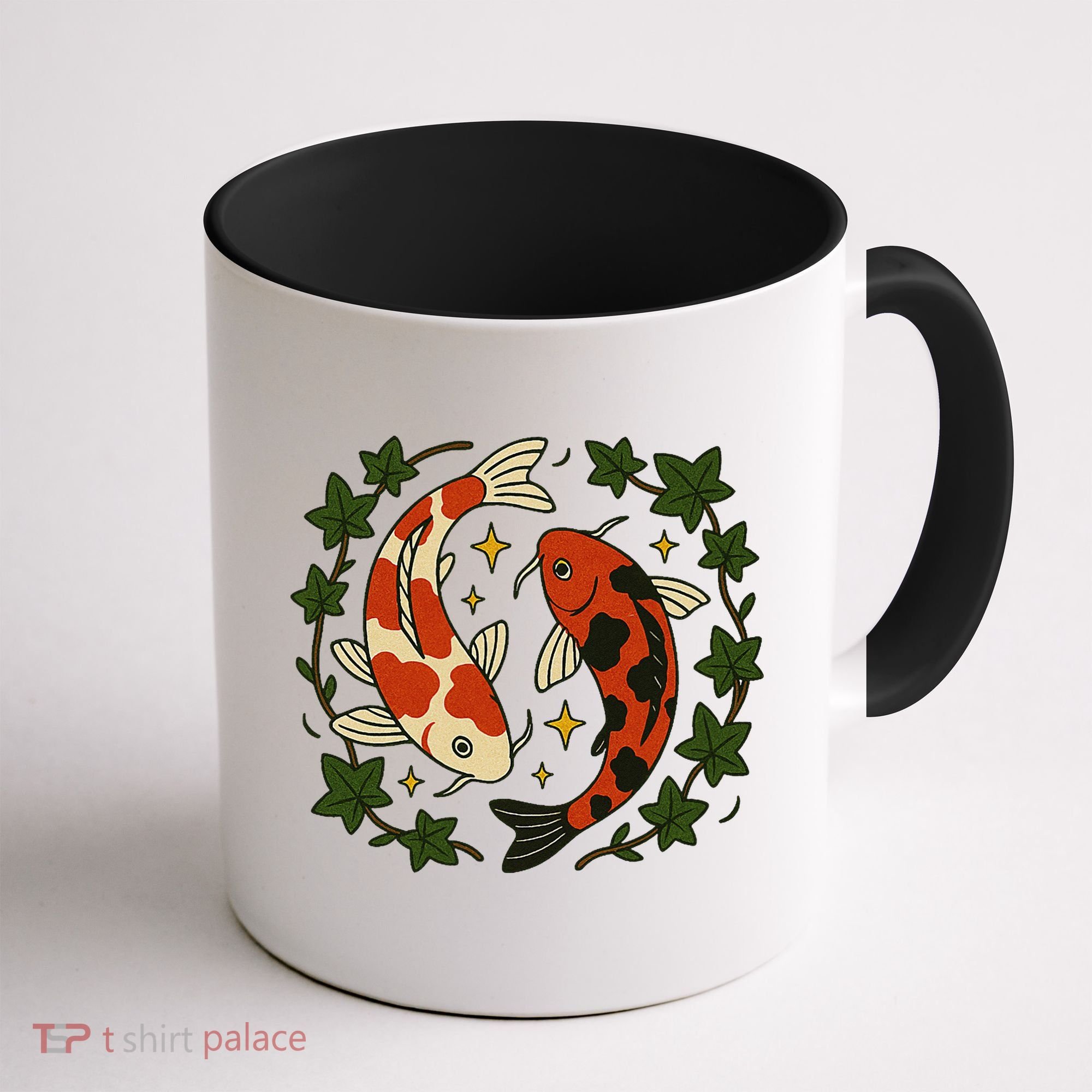 Koi Pond Illustration Koi Lovers Artwork Koi Fish Coffee Mug