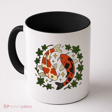 Koi Pond Illustration Koi Lovers Artwork Koi Fish Coffee Mug