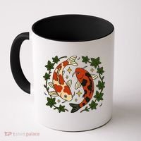 Koi Pond Illustration Koi Lovers Artwork Koi Fish Coffee Mug thumb 0
