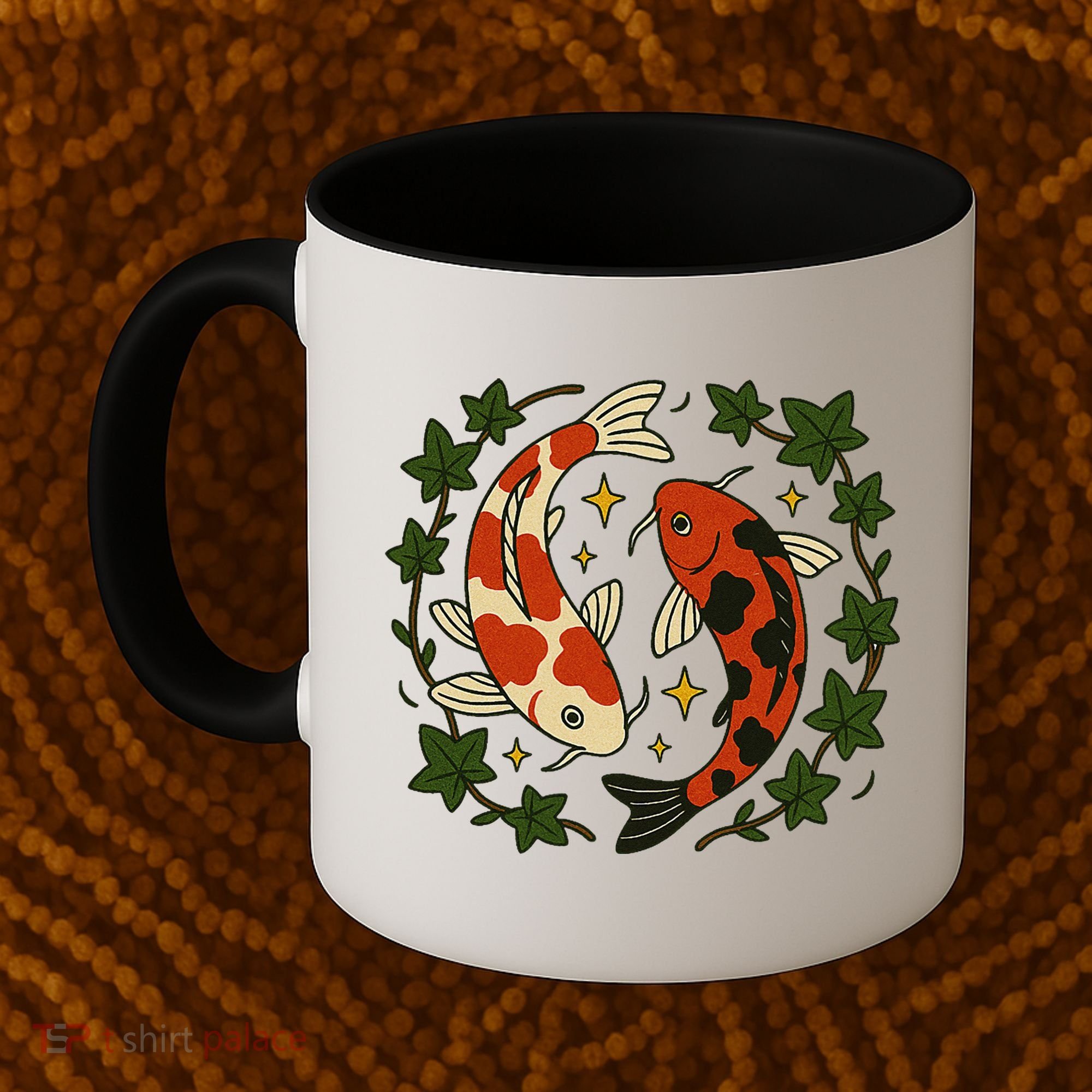 Koi Pond Illustration Koi Lovers Artwork Koi Fish Coffee Mug