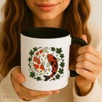Koi Pond Illustration Koi Lovers Artwork Koi Fish Coffee Mug thumb 3