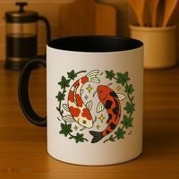 Koi Pond Illustration Koi Lovers Artwork Koi Fish Coffee Mug thumb 4