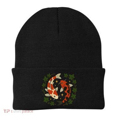 Koi Pond Illustration Koi Lovers Artwork Koi Fish Beanie