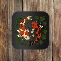 Koi Pond Illustration Koi Lovers Artwork Koi Fish Coaster thumb 0