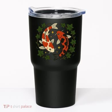 Koi Pond Illustration Koi Lovers Artwork Koi Fish Tumbler