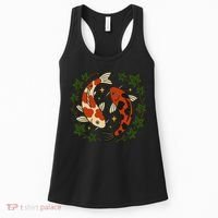 Koi Pond Illustration Koi Lovers Artwork Koi Fish Women's Tank Top thumb 0