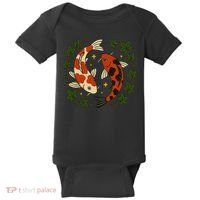 Koi Pond Illustration Koi Lovers Artwork Koi Fish Baby Bodysuit thumb 0
