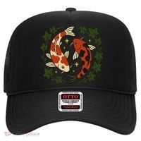 Koi Pond Illustration Koi Lovers Artwork Koi Fish Hat thumb 0