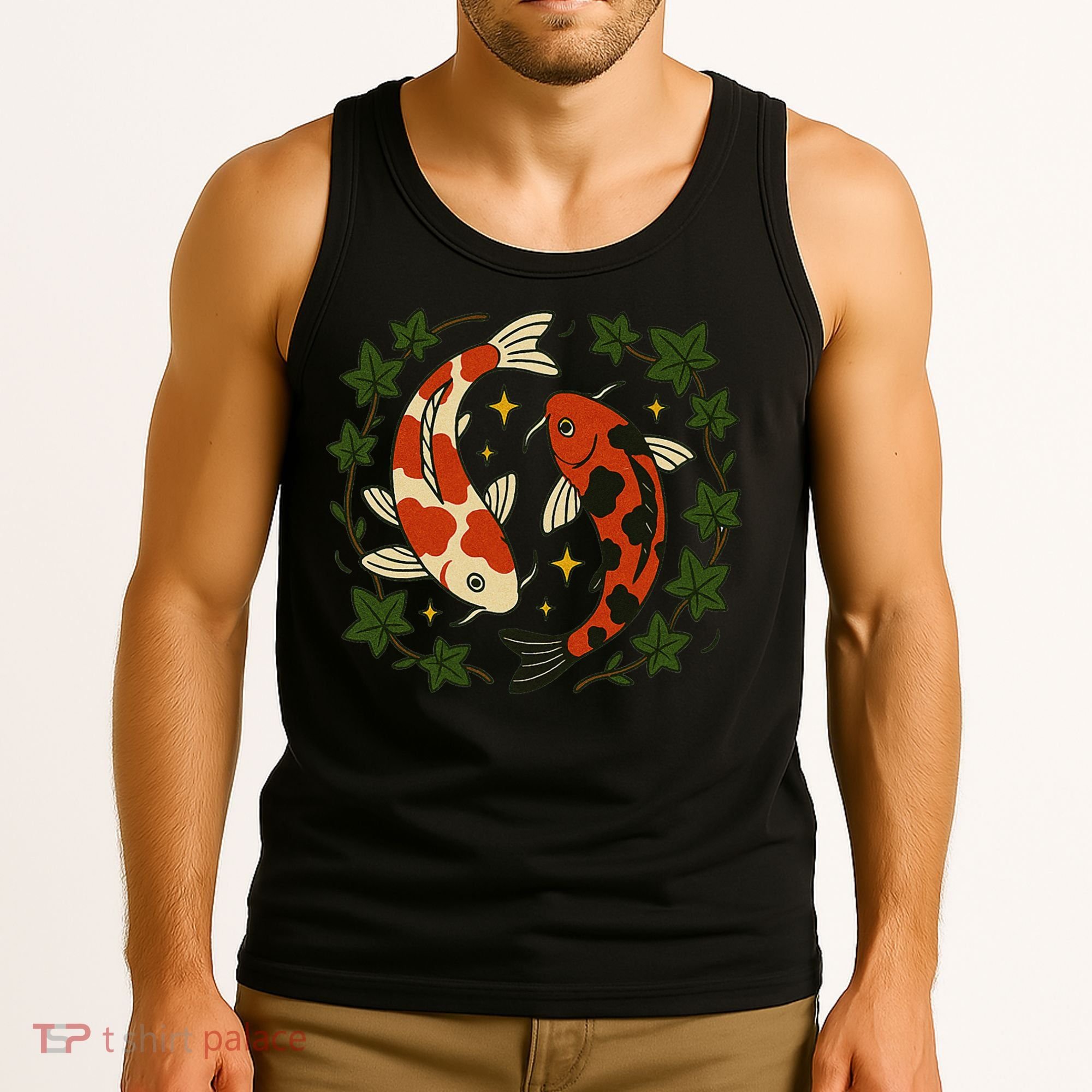 Koi Pond Illustration Koi Lovers Artwork Koi Fish Tank Top