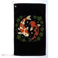 Koi Pond Illustration Koi Lovers Artwork Koi Fish Golf Towel thumb 0