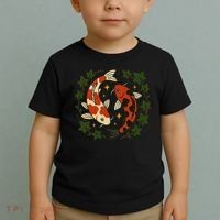 Koi Pond Illustration Koi Lovers Artwork Koi Fish Toddler T-Shirt thumb 2