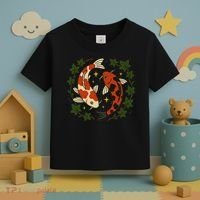 Koi Pond Illustration Koi Lovers Artwork Koi Fish Toddler T-Shirt thumb 3