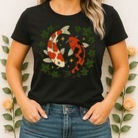 Koi Pond Illustration Koi Lovers Artwork Koi Fish Women's T-Shirt thumb 2
