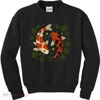 Koi Pond Illustration Koi Lovers Artwork Koi Fish Kids Sweatshirt thumb 0