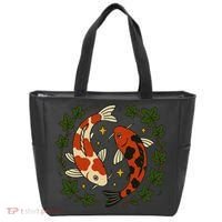 Koi Pond Illustration Koi Lovers Artwork Koi Fish Tote Bag thumb 0