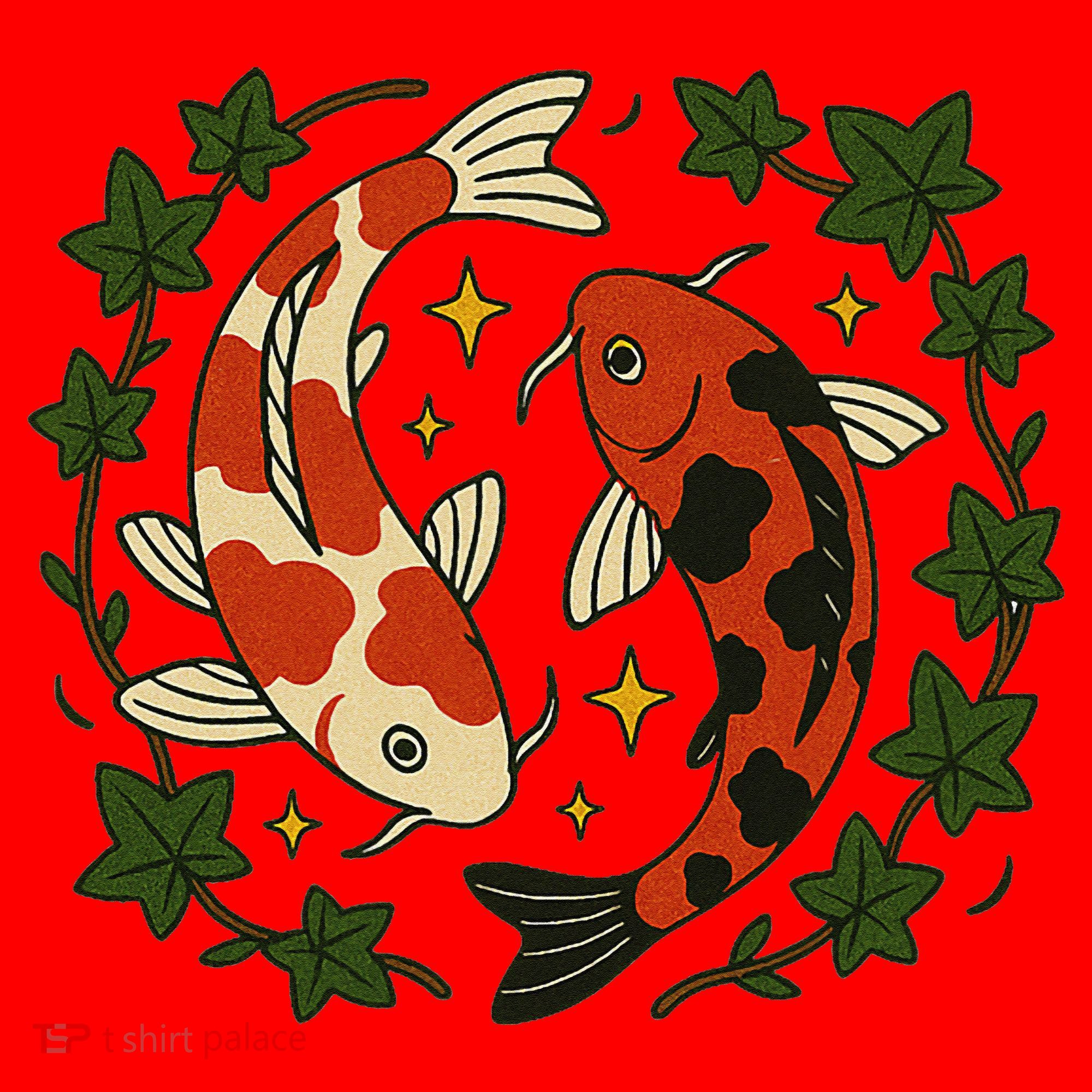 Koi Pond Illustration Koi Lovers Artwork Koi Fish Santa Hat