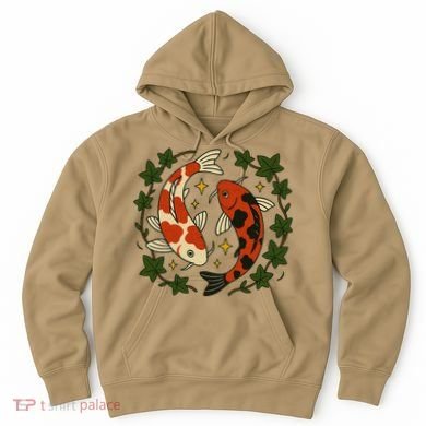 Koi Pond Illustration Koi Lovers Artwork Koi Fish Hoodie