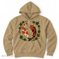 Koi Pond Illustration Koi Lovers Artwork Koi Fish Hoodie thumb 0