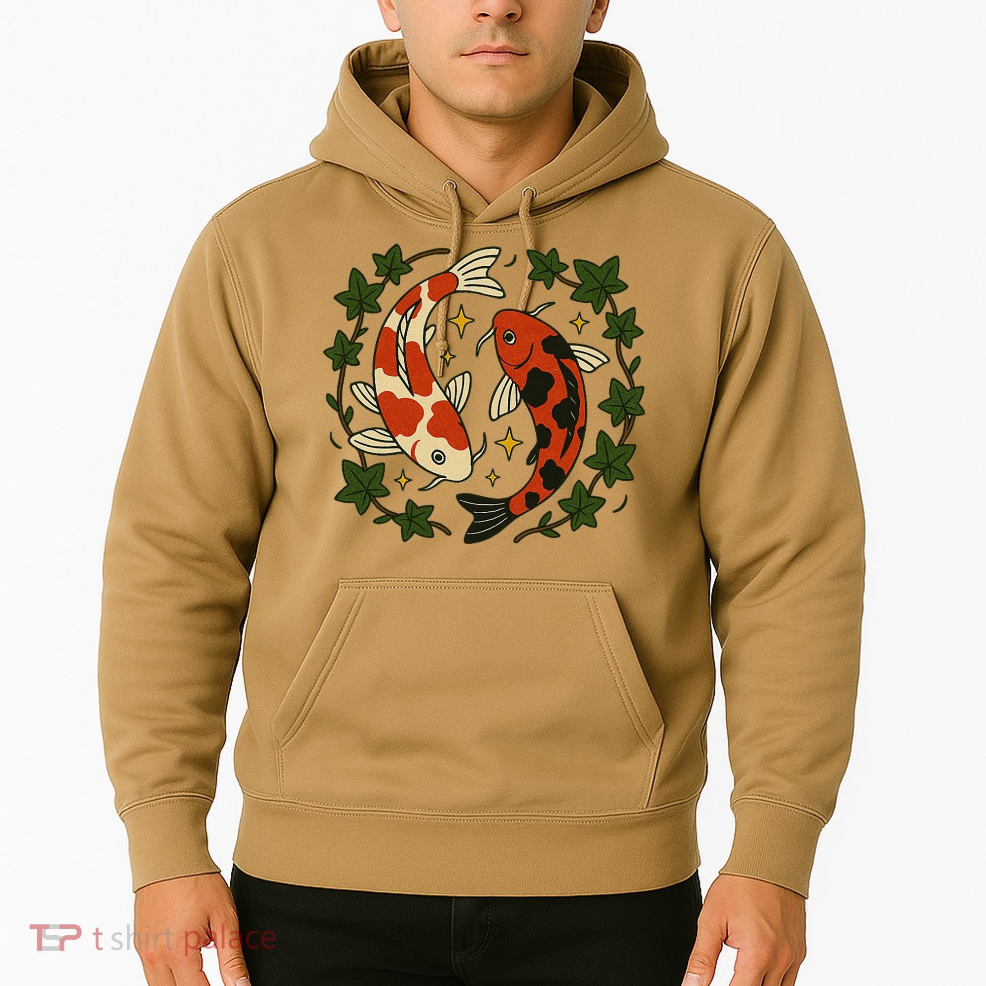 Koi Pond Illustration Koi Lovers Artwork Koi Fish Hoodie