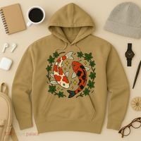 Koi Pond Illustration Koi Lovers Artwork Koi Fish Hoodie thumb 3