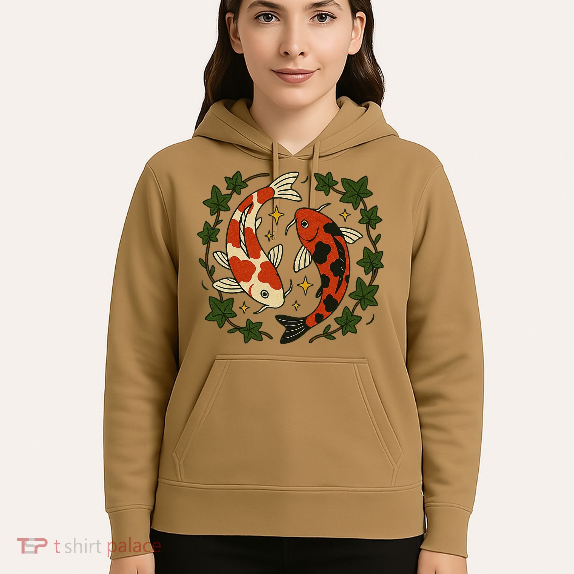 Koi Pond Illustration Koi Lovers Artwork Koi Fish Hoodie
