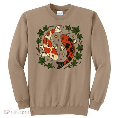 Koi Pond Illustration Koi Lovers Artwork Koi Fish Sweatshirt