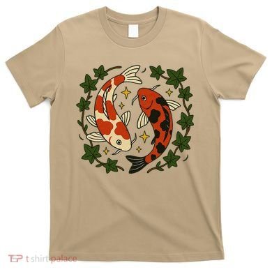 Koi Pond Illustration Koi Lovers Artwork Koi Fish T-Shirt