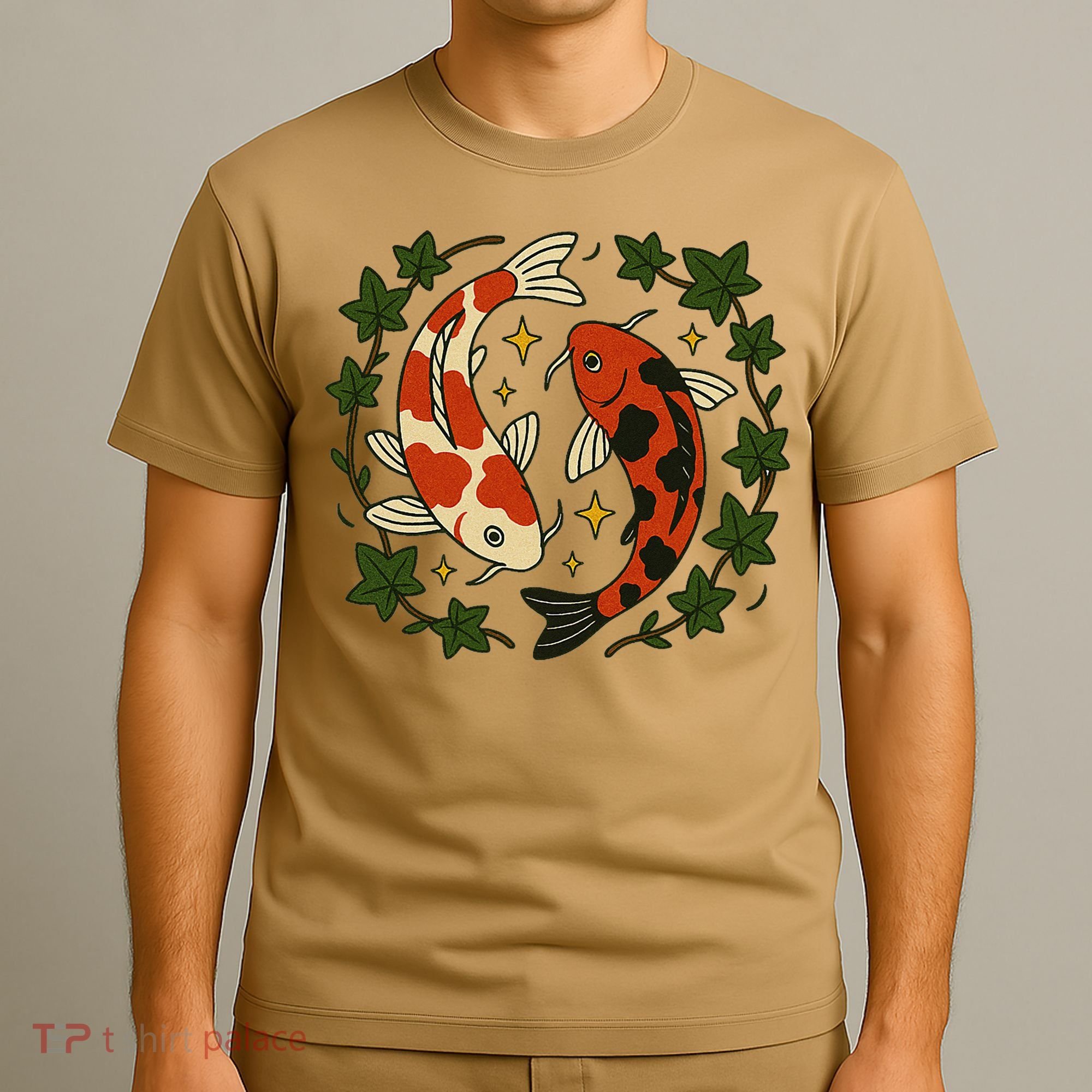 Koi Pond Illustration Koi Lovers Artwork Koi Fish T-Shirt