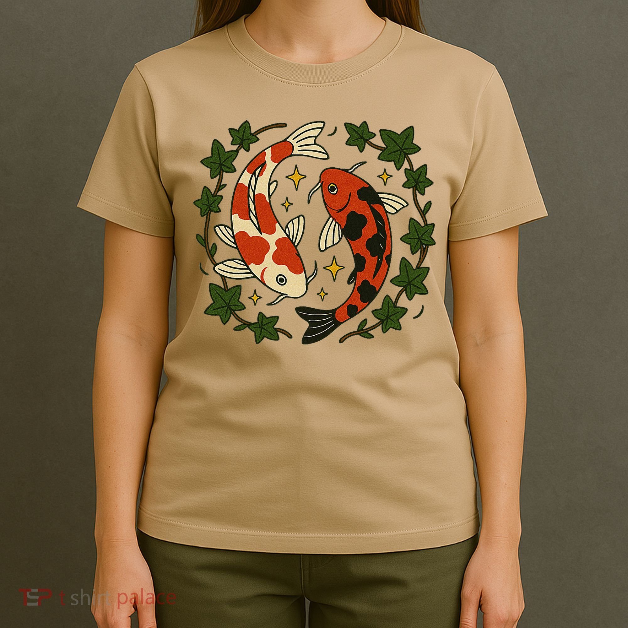Koi Pond Illustration Koi Lovers Artwork Koi Fish T-Shirt
