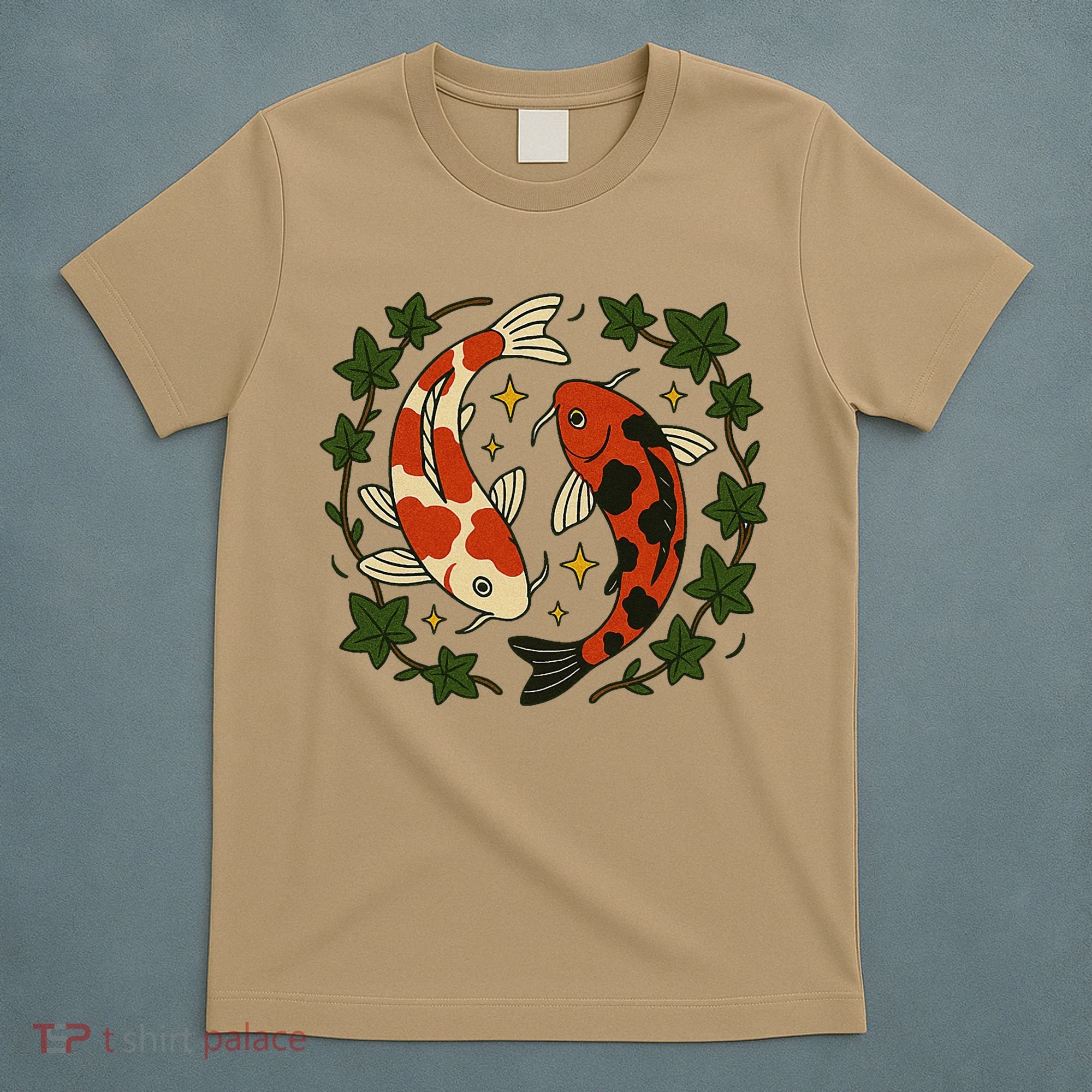 Koi Pond Illustration Koi Lovers Artwork Koi Fish T-Shirt