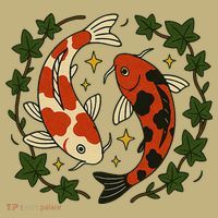 Koi Pond Illustration Koi Lovers Artwork Koi Fish T-Shirt thumb 7