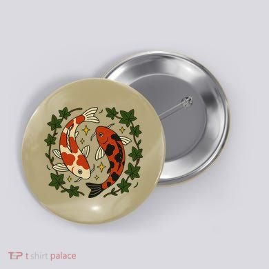 Koi Pond Illustration Koi Lovers Artwork Koi Fish Button
