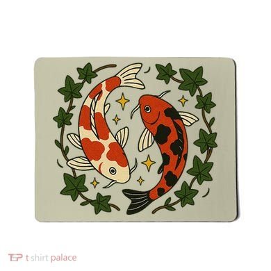 Koi Pond Illustration Koi Lovers Artwork Koi Fish Mousepad