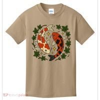 Koi Pond Illustration Koi Lovers Artwork Koi Fish Kids T-Shirt thumb 0
