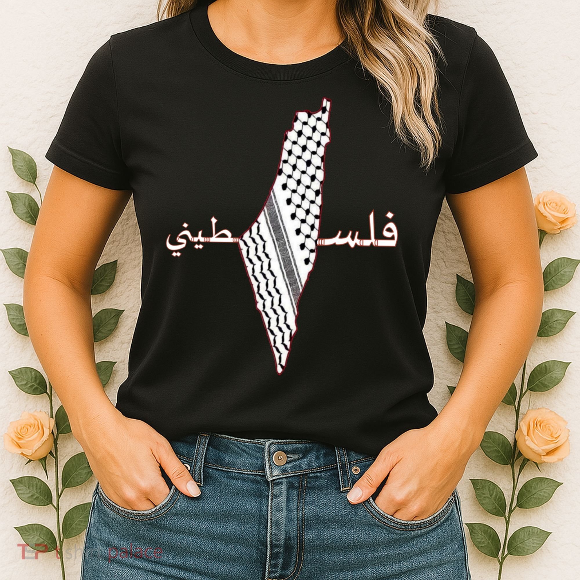 Keffiyeh Palestine Map Scarf Shemagh Palestinians Women's T-Shirt