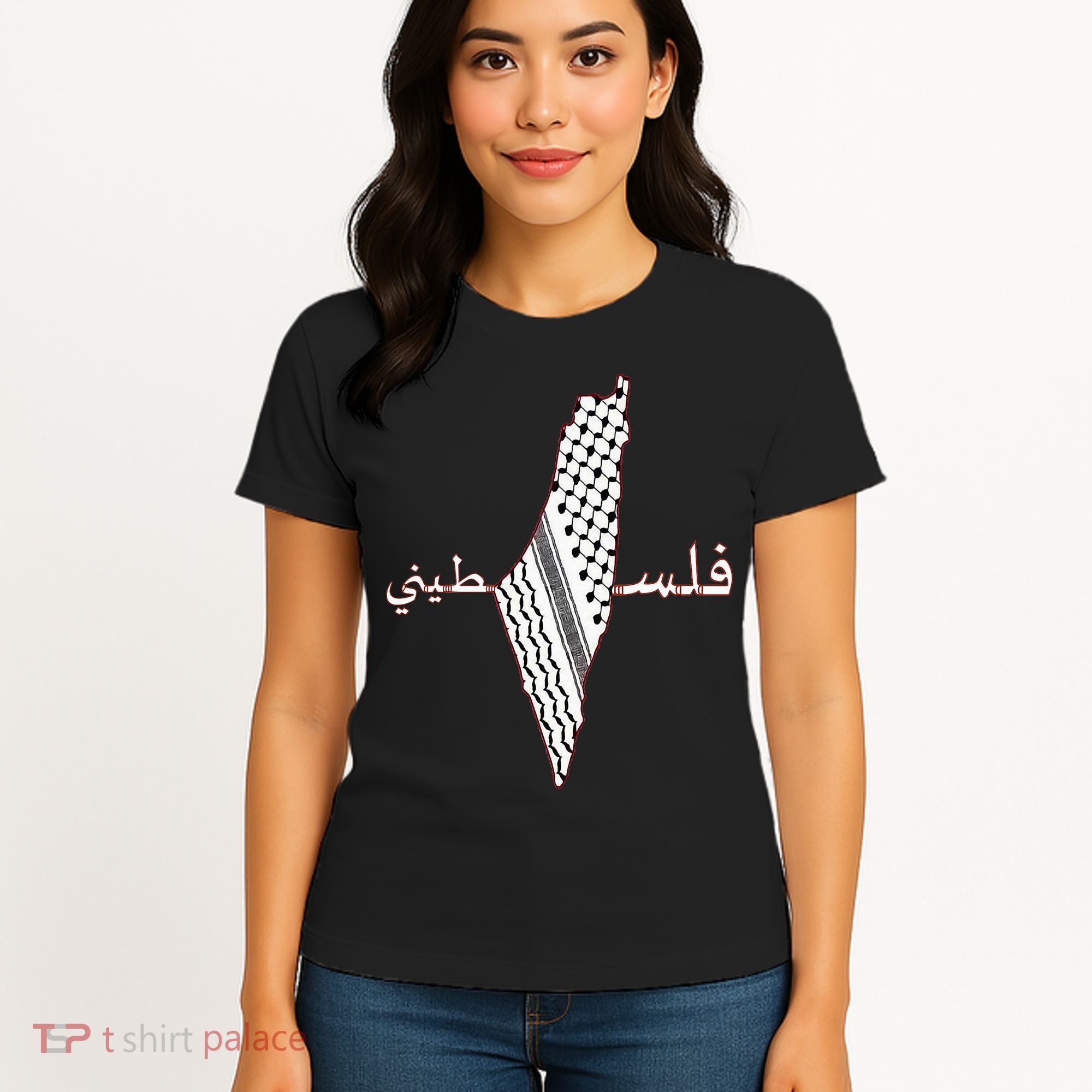 Keffiyeh Palestine Map Scarf Shemagh Palestinians Women's T-Shirt