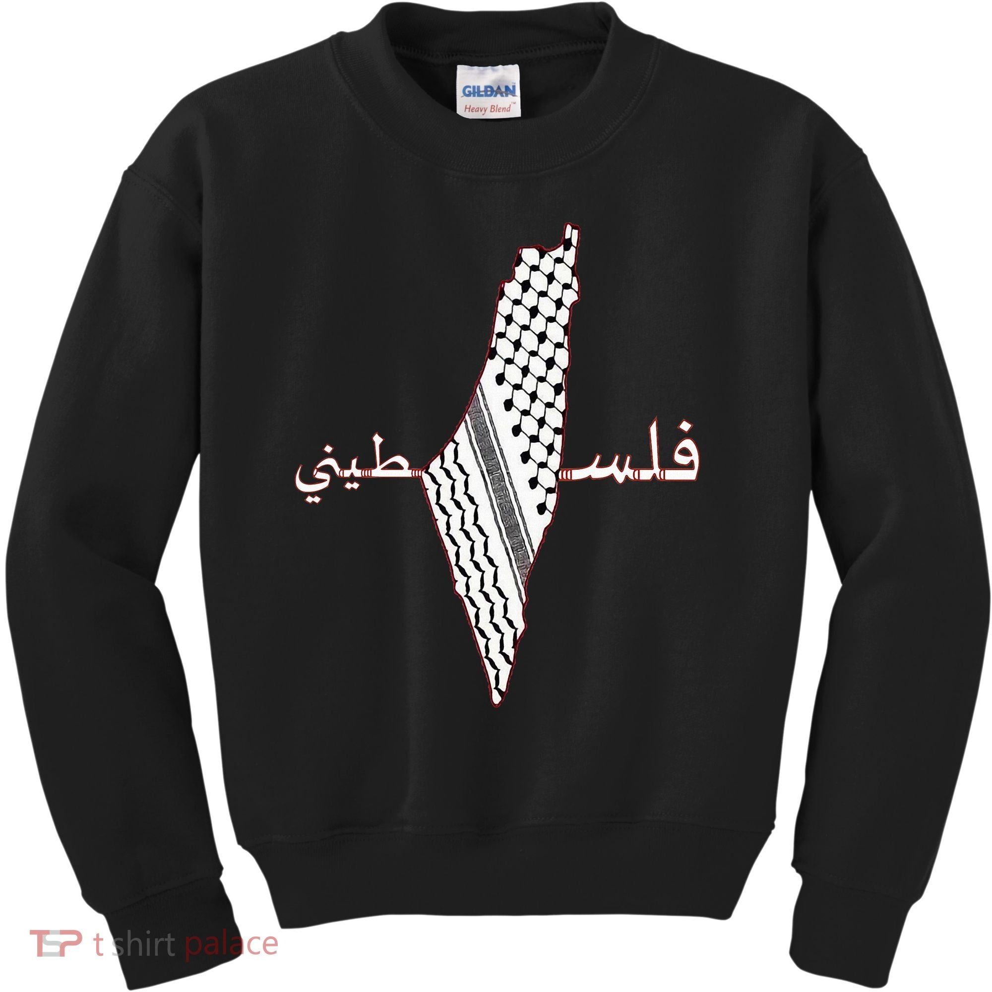 Keffiyeh Palestine Map Scarf Shemagh Palestinians Kids Sweatshirt