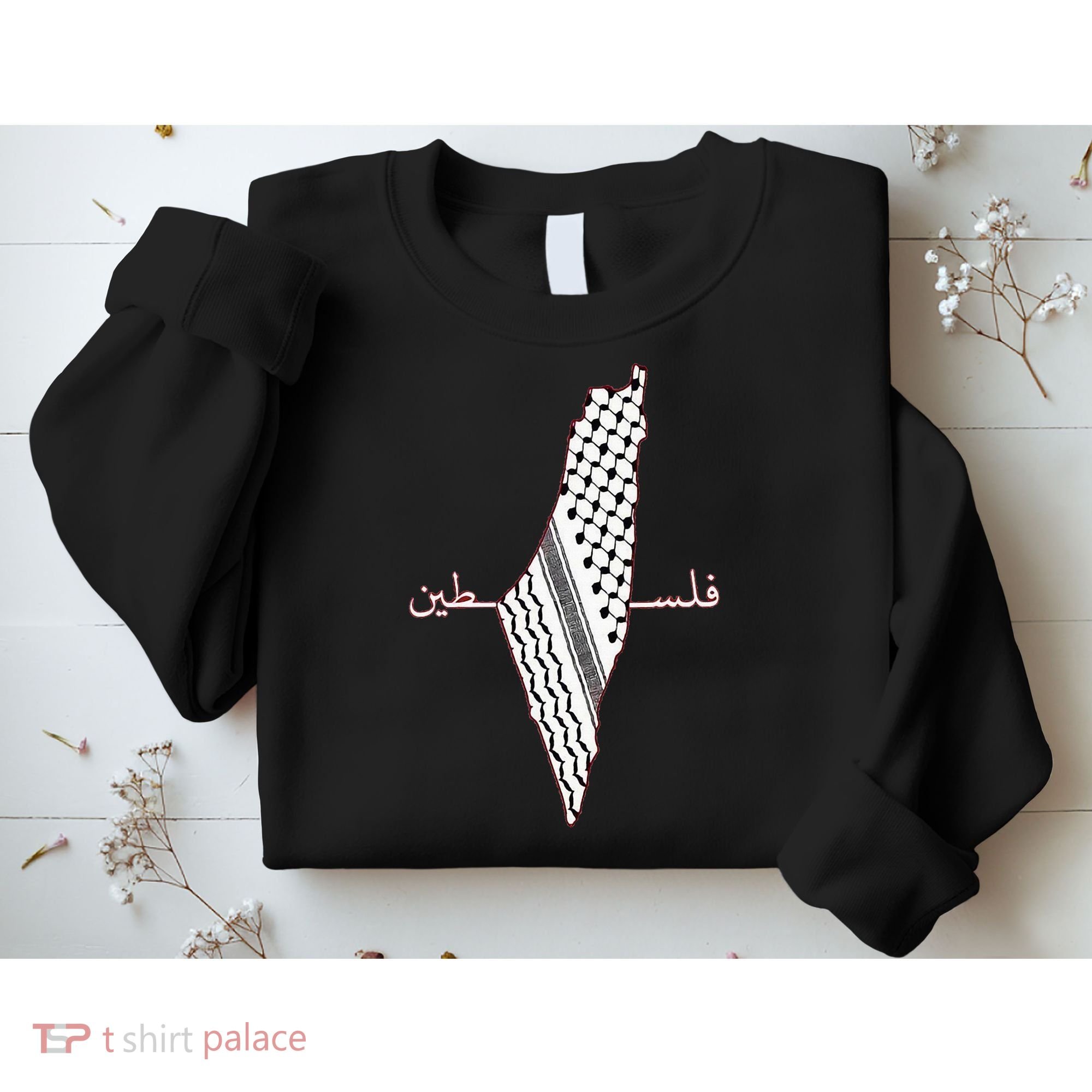 Keffiyeh Palestine Map Arabic Scarf Shemagh Palestinian Flag Sweatshirt