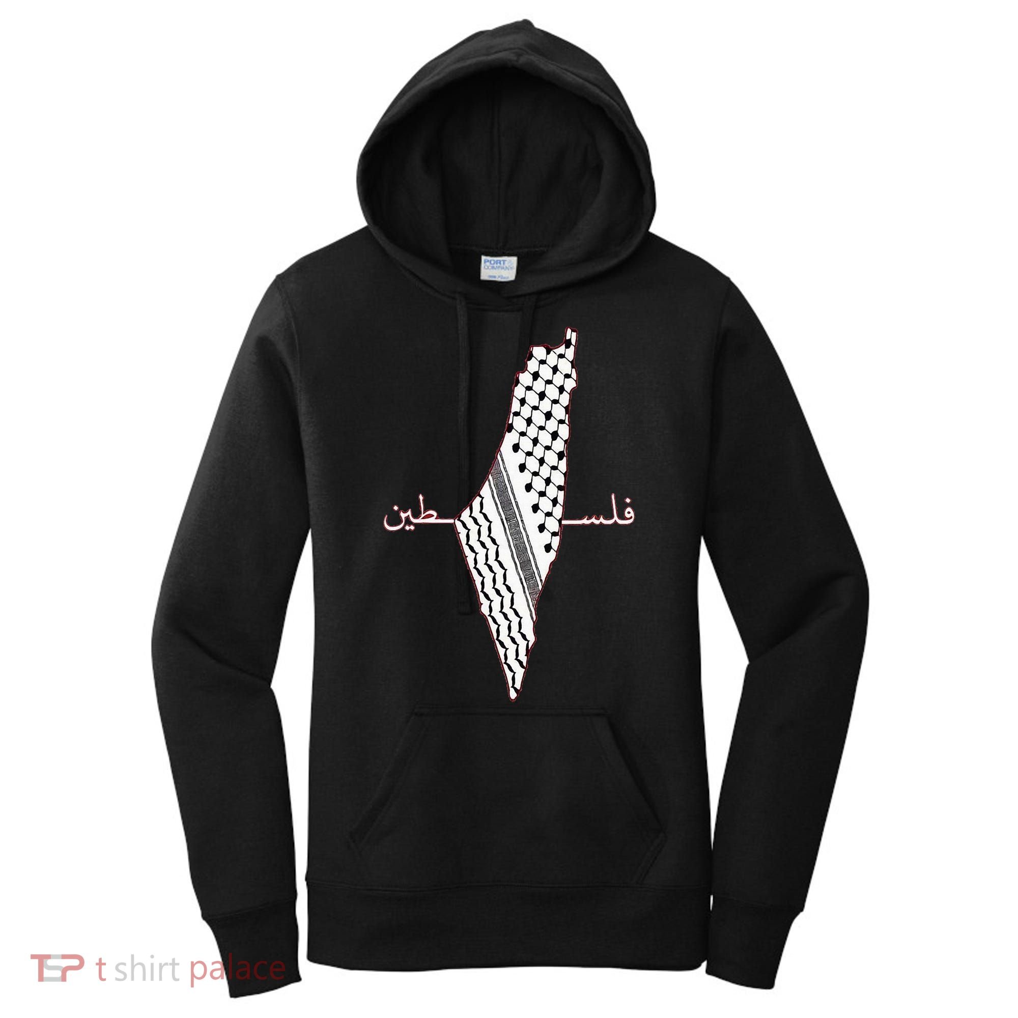Keffiyeh Palestine Map Arabic Scarf Shemagh Palestinian Flag Women's Hoodie