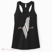 Keffiyeh Palestine Map Arabic Scarf Shemagh Palestinian Flag Women's Tank Top thumb 0