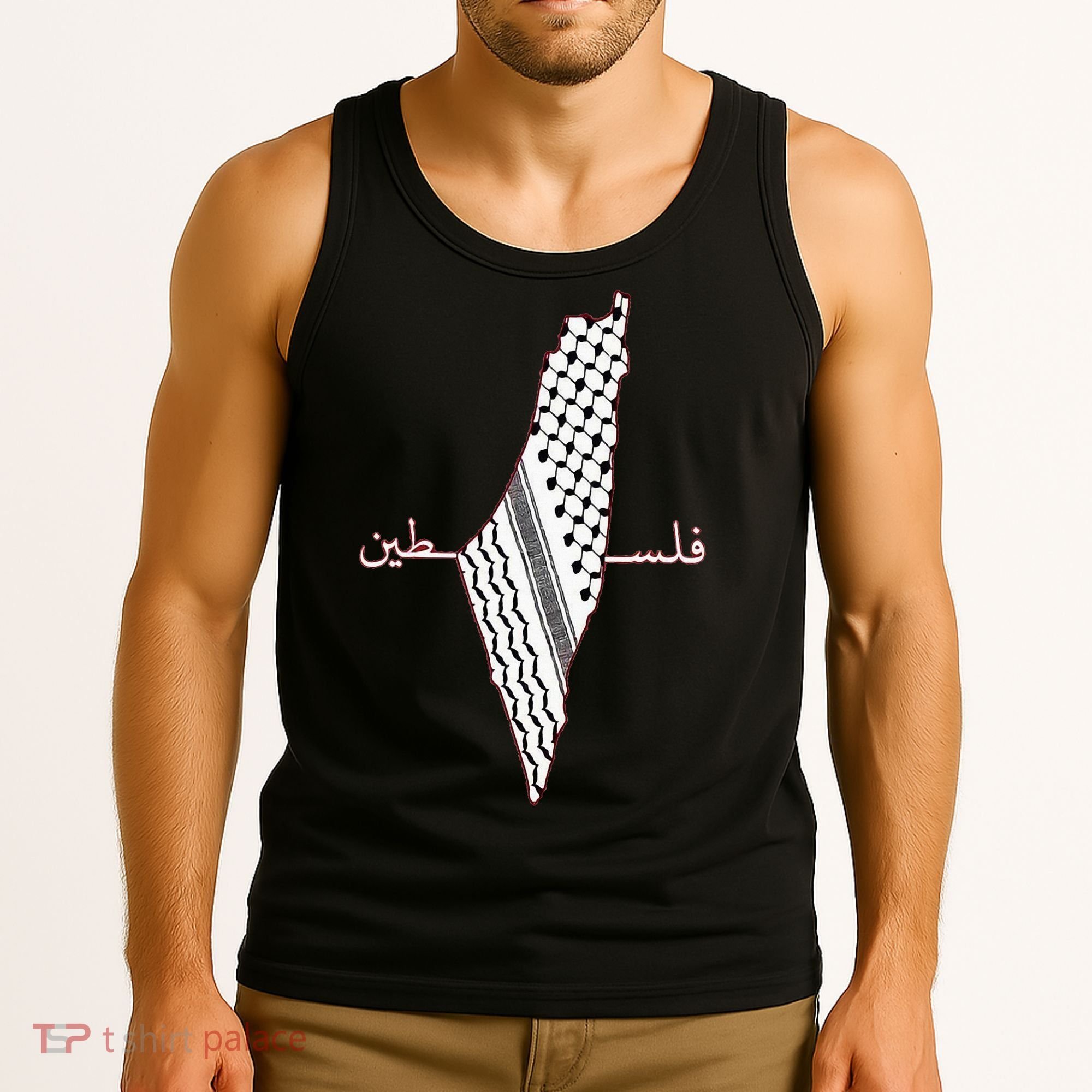 Keffiyeh Palestine Map Arabic Scarf Shemagh Palestinian Flag Tank Top